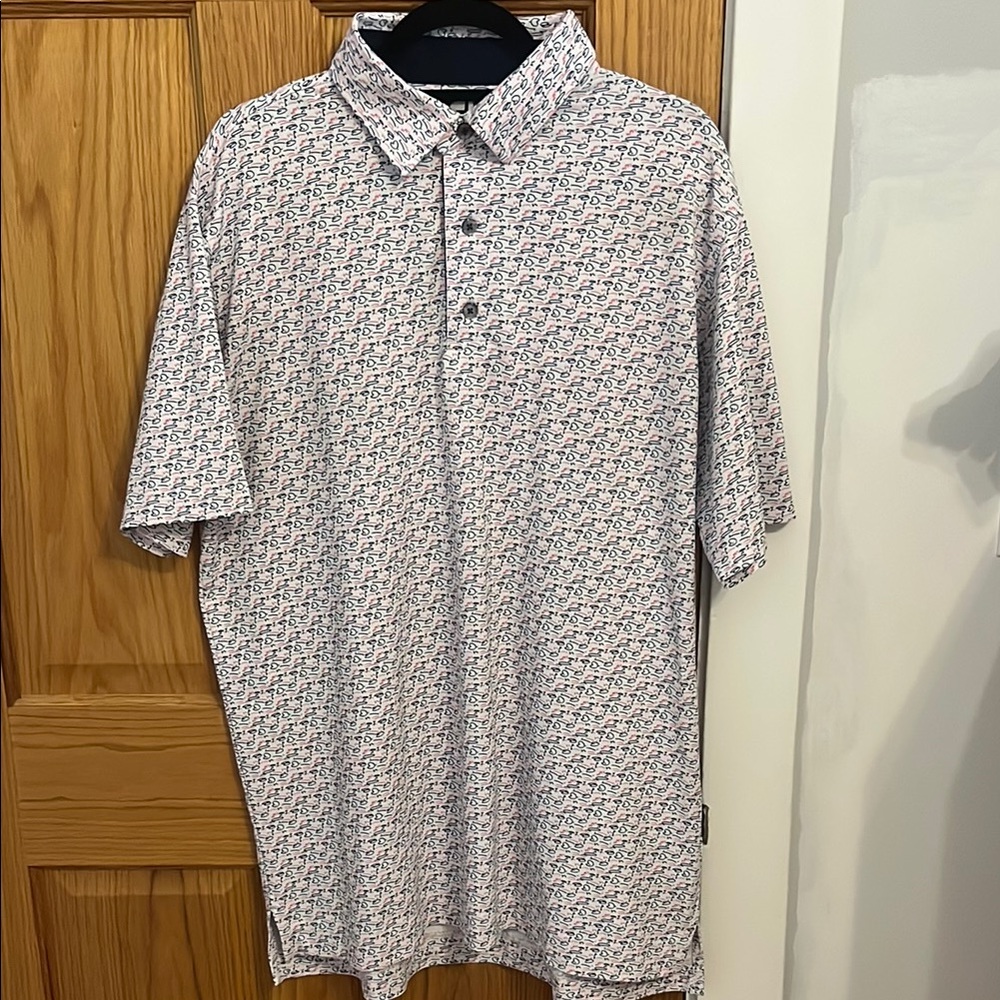 Men's White Patterned Polo Shirt